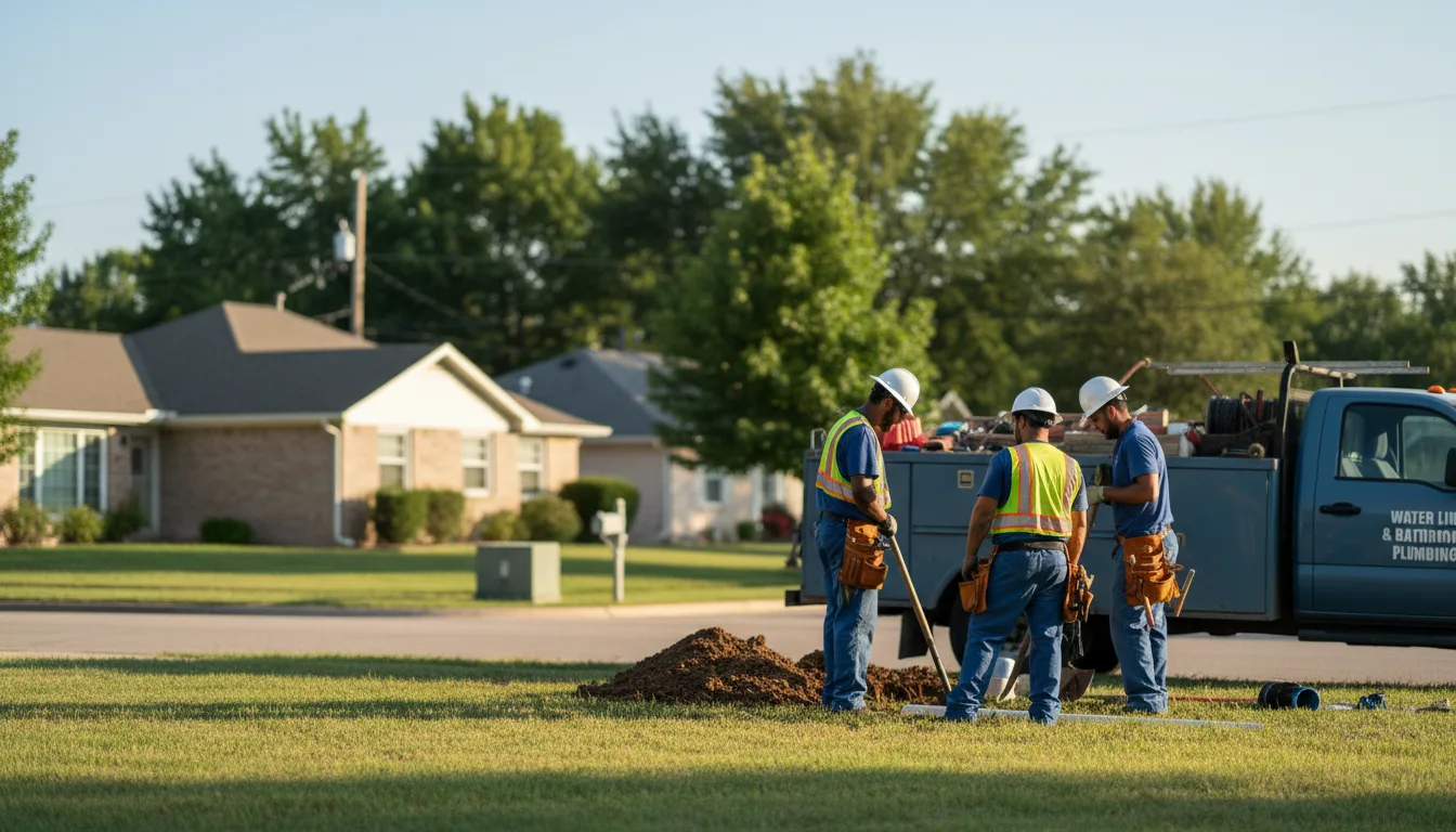 Residential water line and bathroom plumbing service in Southington, OH